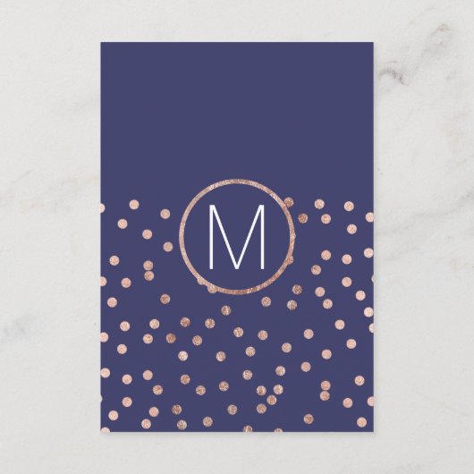 バラ金ゴールド水玉模様ライトネイビーブルー結婚ズ エンクロージャーカード (裏面)