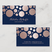 バラ金ゴールド水玉模様化粧アーティストヘアサロン海軍 名刺 (正面/裏面)