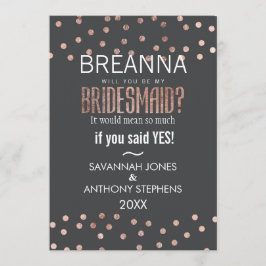 バラ金ゴールド水玉模様及び木炭ブラックブライドメイド 招待状