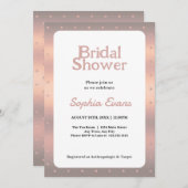 バラ金ゴールド水玉模様縁どブライダルシャワー 招待状 (正面/裏面)