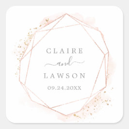 バラ金ゴールド水結婚色の封筒用シール スクエアシール