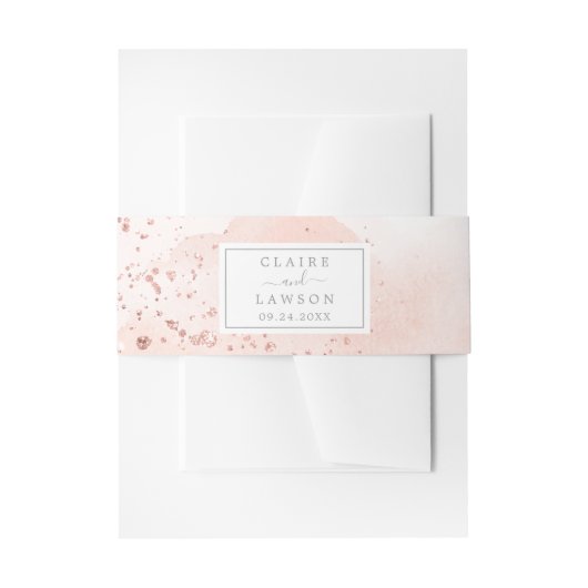 バラ金ゴールド水結婚色 招待状ベリーバンド (正面例)