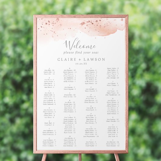 バラ金ゴールド水色アルファベット座席表 ポスター