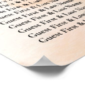 バラ金ゴールド水色ピンク結婚のテーブル番号 ポスター (角)