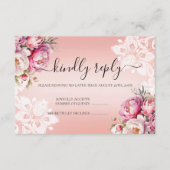 バラ金ゴールド水色フローラ結婚式RSVPカード エンクロージャーカード (正面)