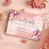 バラ金ゴールド水色フローラ結婚式RSVPカード エンクロージャーカード