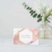 バラ金ゴールド水色六角 名刺 (スタンド正面)