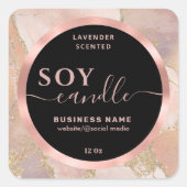 バラ金ゴールド水色台本しょうゆうキャンドルラベル スクエアシール (正面)