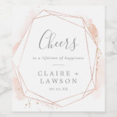 バラ金ゴールド水色幾何学的応援ワインラベル ワインラベル (シングルラベル)