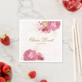 バラ金ゴールド水色牡丹ブライダルシャワー スタンダードカクテルナプキン (インサイチュ)