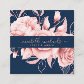 バラ金ゴールド海軍フローラ水色イベントプランナー スクエア名刺 (正面)