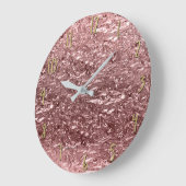 バラ金ゴールド液クロムメタリックシック釉薬 ラージ壁時計 (傾斜)