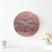 バラ金ゴールド液クロムメタリックシック釉薬 ラージ壁時計 (ホーム)