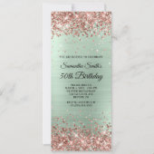 バラ金ゴールド淡い色のグリッターミントフォイル50誕生日 招待状 (正面)