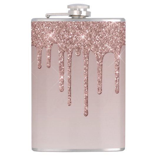 バラ金ゴールド滴下ガラス フラスク (正面)