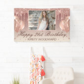 バラ金ゴールド滴下グリッターとダイヤモンド誕生日 横断幕 (インサイチュ)