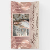 バラ金ゴールド滴下グリッターとダイヤモンド誕生日 横断幕 (縦)