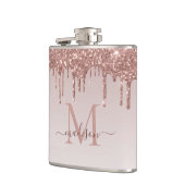 バラ金ゴールド滴下グリッタースパークルモダンモノグラム フラスク (左)