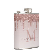 バラ金ゴールド滴下グリッタースパークルモダンモノグラム フラスク (右)