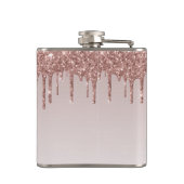 バラ金ゴールド滴下グリッタースパークルモダンモノグラム フラスク (裏面)