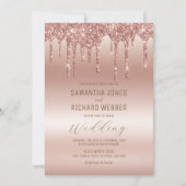 バラ金ゴールド滴下グリッターメタリックシャイン結婚ズ 招待状 (正面)