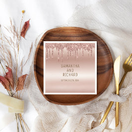 バラ金ゴールド滴下グリッターメタリックシャイン スタンダードカクテルナプキン