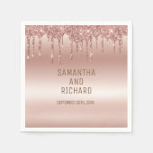 バラ金ゴールド滴下グリッターメタリックシャイン スタンダードカクテルナプキン (正面)