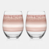 バラ金ゴールド滴下グリッターメタリックシャイン ステムなしワイングラス (裏面)