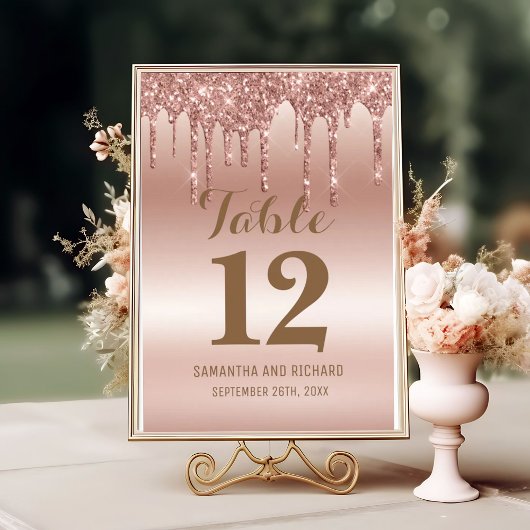 バラ金ゴールド滴下グリッターメタリックシャイン テーブルナンバー