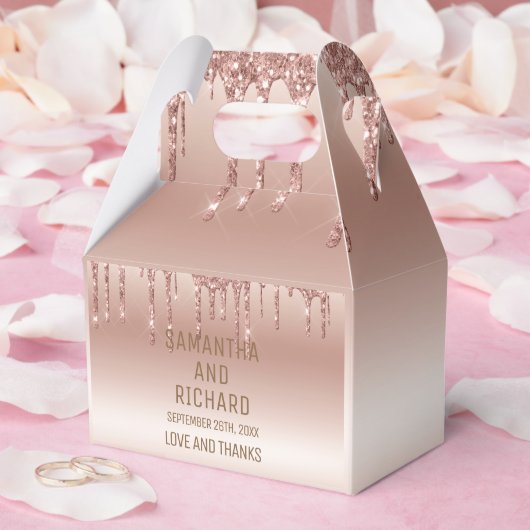 バラ金ゴールド滴下グリッターメタリックシャイン フェイバーボックス (ウェディング)