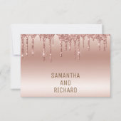 バラ金ゴールド滴下グリッターメタリックシャイン 出欠カード (正面)