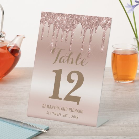 バラ金ゴールド滴下グリッターメタリックシャイン 台座サイン (インサイチュ)