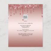 バラ金ゴールド滴下グリッターモダンウェディング招待 (裏面)