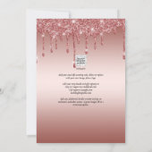 バラ金ゴールド滴下グリッターモダンウェディング招待 招待状 (裏面)