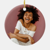 バラ金ゴールド滴下グリッターモノグラム写真 セラミックオーナメント (裏面)