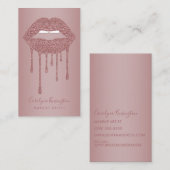 バラ金ゴールド滴下グリッターリップメイクアップアーティスト 名刺 (正面/裏面)