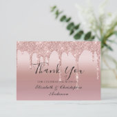 バラ金ゴールド滴下グリッター結婚サンキューカード サンキューカード (スタンド正面)