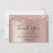 バラ金ゴールド滴下グリッター結婚サンキューカード サンキューカード (正面)