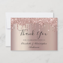 バラ金ゴールド滴下グリッター結婚サンキューカード サンキューカード