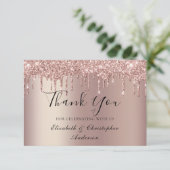 バラ金ゴールド滴下グリッター結婚サンキューカード サンキューカード (スタンド正面)
