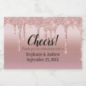 バラ金ゴールド滴下グリッター結婚ズミニ スパークリングワインラベル (シングルラベル)