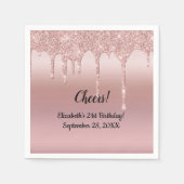 バラ金ゴールド滴下グリッター21歳の誕生日 スタンダードカクテルナプキン (正面)