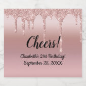 バラ金ゴールド滴下グリッター21歳の誕生日 スパークリングワインラベル (シングルラベル)