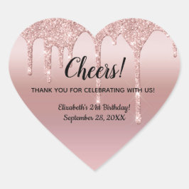 バラ金ゴールド滴下グリッター21歳の誕生日 ハートシール