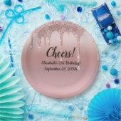 バラ金ゴールド滴下グリッター21歳の誕生日 ペーパープレート (パーティー)