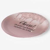 バラ金ゴールド滴下グリッター21歳の誕生日 ペーパープレート (アングル)