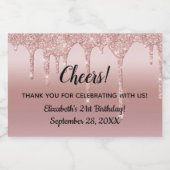 バラ金ゴールド滴下グリッター21stバースデーミニ スパークリングワインラベル (シングルラベル)