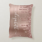 バラ金ゴールド滴下グリッター パーソナライズされた アクセントクッション (裏面(縦))