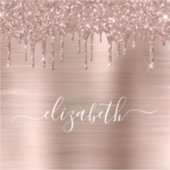 バラ金ゴールド滴下グリッター パーソナライズされた シール (正面)