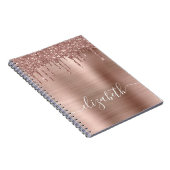 バラ金ゴールド滴下グリッター パーソナライズされた ノートブック (右側)